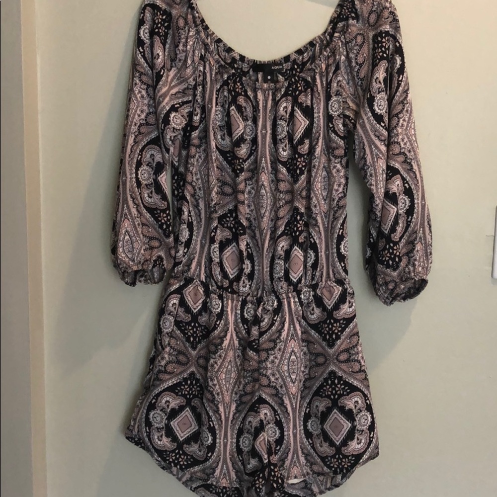 AQUA XS PAISLEY PRINT SHORTS ROMPER